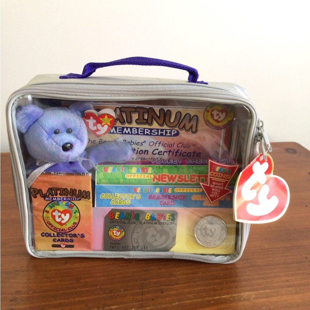 TY Beanie Babies Platinum Membership Set with Purple Bear